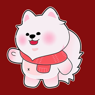 戴围巾的可爱卡通小狗