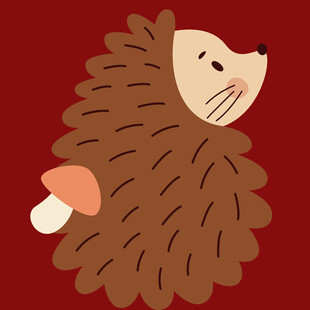 可爱刺猬背着蘑菇