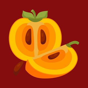 切开的柿子插画