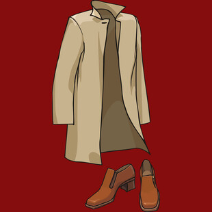 米色风衣搭配棕色短靴