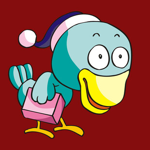 戴帽小鸟抱礼物