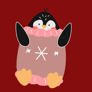 裹毛毯的可爱小企鹅