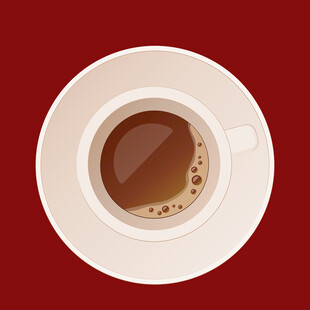 红色背景上的一杯咖啡