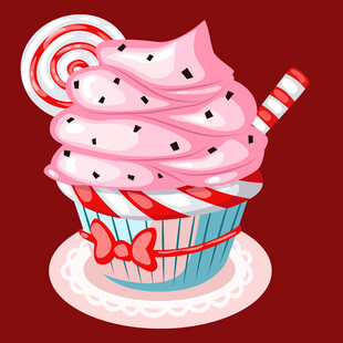 甜美粉色纸杯蛋糕配装饰