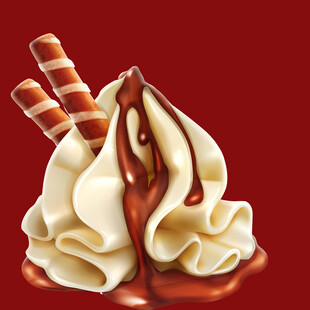 巧克力淋酱奶油冰淇淋