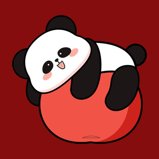 趴红球上的可爱熊猫