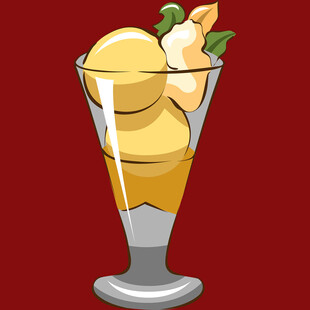 高脚杯中的美味芒果冰淇淋