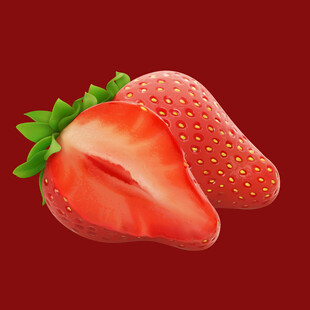 新鲜草莓诱人色泽与质感