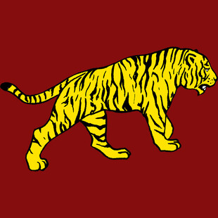 红色背景上的黄色老虎图案