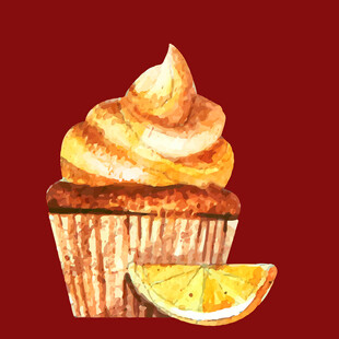 柠檬味纸杯蛋糕插画