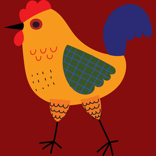 卡通风格的彩色小鸡形象