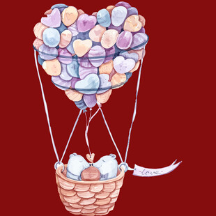 爱心热气球浪漫飘飞