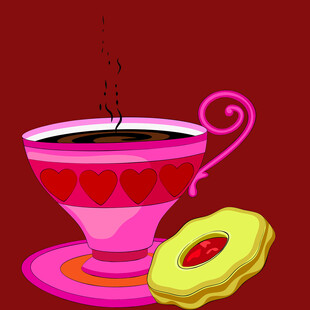 爱心茶杯配美味夹心饼干