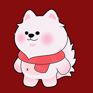 戴围巾的可爱萨摩耶