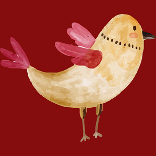 红色背景上的可爱小鸟