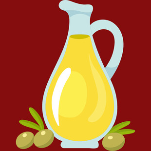 橄榄油瓶与橄榄果实