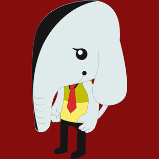 卡通大象穿黄衣系红领带