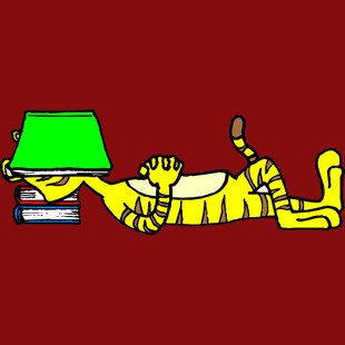 加菲猫惬意躺卧在台灯旁