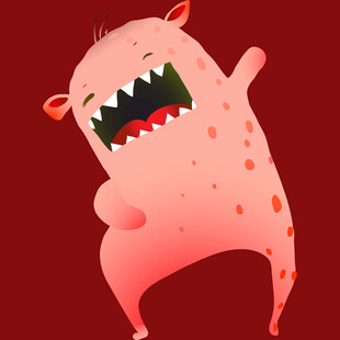 粉色搞怪小怪兽