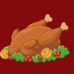 烤火鸡配蔬果装饰