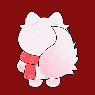 戴围巾的可爱卡通小猫