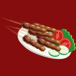 美味烤肉串诱人摆盘