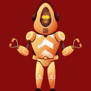 橙色机器人比心