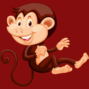 可爱小猴俏皮坐姿