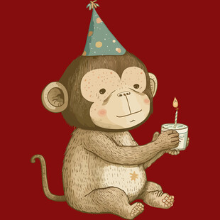 戴帽小猴庆生
