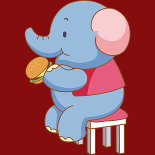 小象坐着吃汉堡