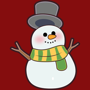 戴帽围巾的可爱小雪人