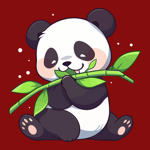 可爱熊猫吃竹子