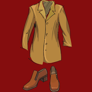 复古风格长款风衣与皮鞋