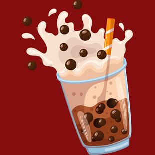 巧克力珍珠奶茶喷溅瞬间