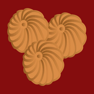 三枚旋涡状美味曲奇饼干