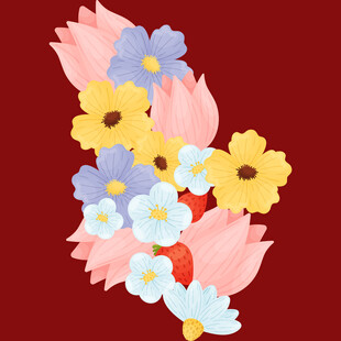 缤纷花卉图案色彩绚丽