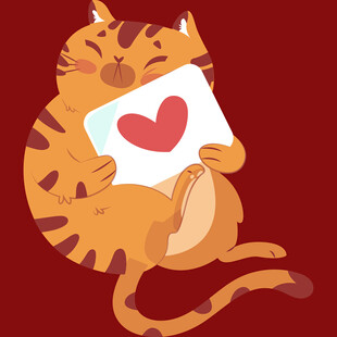 抱爱心的可爱胖猫咪