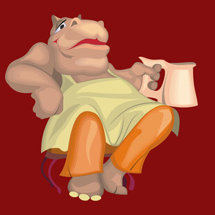 悠闲河马惬意饮茶