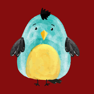 可爱水彩小鸟插画