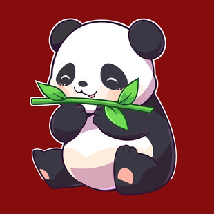 可爱熊猫吃竹叶