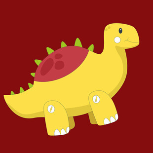 可爱黄色小恐龙插画