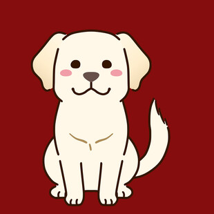 可爱坐着的卡通小黄狗