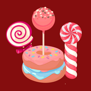 甜蜜糖果与美味甜甜圈