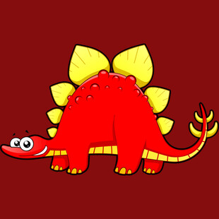 红色卡通恐龙形象设计
