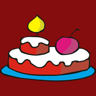 卡通风格双层生日蛋糕