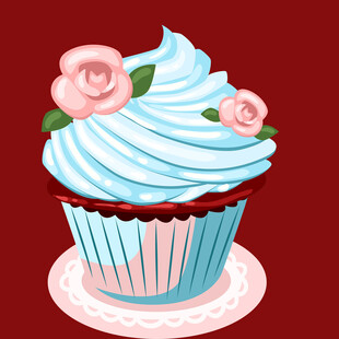 精美玫瑰装饰纸杯蛋糕