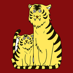 两只老虎卡通形象
