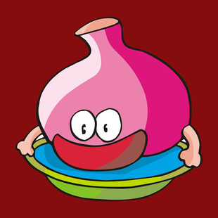 可爱卡通洋葱形象在碗中