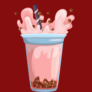粉色奶昔溅起美味瞬间