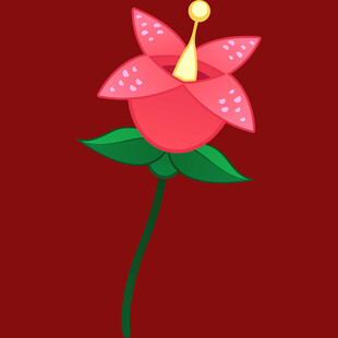 红色背景上的粉色花朵